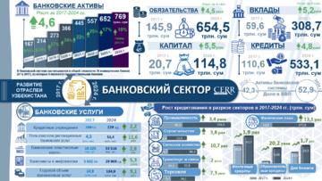 Инфографика: Развитие банковского сектора Узбекистана в 2017–2024 гг.