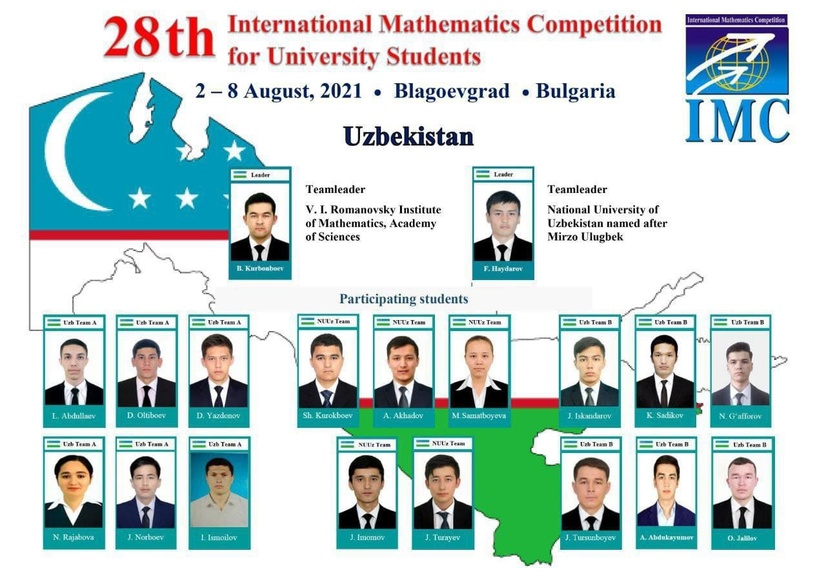 Халқаро математика мусобақасида ўзбекистонлик талабалар 15 та медалга сазовор бўлди Халқаро математика мусобақасида ўзбекистонлик талабалар 15 та медалга сазовор бўлди
