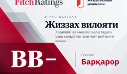 Fitch Ratings Жиззах вилоятига «BB−» кредит рейтингини берди, прогноз - барқарор