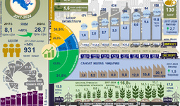 Инфографика: Сирдарё вилоятининг 2017-2024 йилларда ижтимоий-иқтисодий ривожланиши