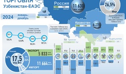 Инфографика: Торговые отношения Узбекистана с ЕАЭС в 2024 году