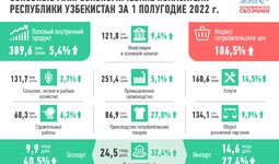Инфографика: Развитие экономики Узбекистана в I-полугодии 2022
