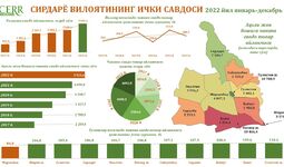 Инфографика: Сирдарё вилояти ички савдосининг 2022 йил якунларидаги ҳолати