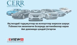 Iqtisodiy tadqiqotlar va islohotlar markazi sharhi: O‘zbekistonning ikkilamchi avtomobil bozorida so‘nggi bir yil ichida narxlar qanday o‘zgargan