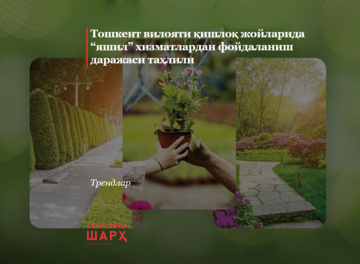 Toshkent viloyati qishloq joylarida “yashil” xizmatlardan foydalanish darajasi tahlili