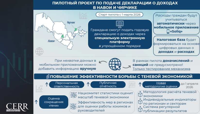 Инфографика: Запуск пилотного проекта по подаче декларации о доходах граждан в Навои и Чирчике