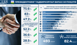 Инфографика: Ўзбекистонда тадбиркорликнинг 2025 йилдаги ривожланиши