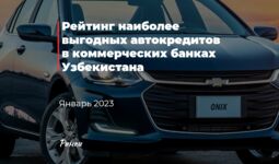 Рейтинг наиболее выгодных автокредитов в коммерческих банках Узбекистана (январь 2023)