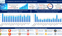 Samarqand viloyati xizmatlar sohasining 2024 yil yanvar-avgust oylari yakunlari