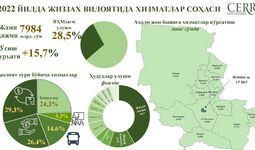 Infografika: 2022 yil yakunlari bo‘yicha Jizzax viloyatida xizmatlar sohasining rivojlanish dinamikasi