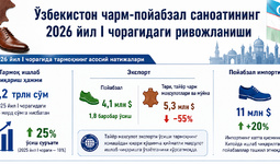 Инфографика: Ўзбекистон чарм-пойабзал саноатининг 2026 йил I чоракдаги ривожланиши