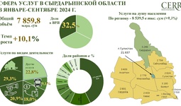 Sirdaryo viloyatida xizmatlar sohasining rivojlanish dinamikasi (2024 yil yanvar-sentyabr)