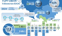 Инфографика: Торговые отношения Узбекистана с ЕАЭС за январь-сентябрь 2024 года