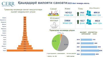 Қашқадарё вилоятининг 2023 йил январь- июнь ойларидаги саноат кўрсаткичлари таҳлил қилинди