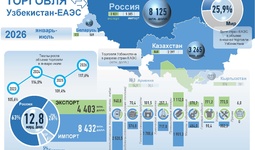 Инфографика: Торговые отношения Узбекистана с ЕАЭС в январе-июле 2026 года
