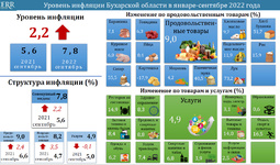 Анализ индекса потребительских цен и уровня инфляции Бухарской области в январе-сентябре 2022 года